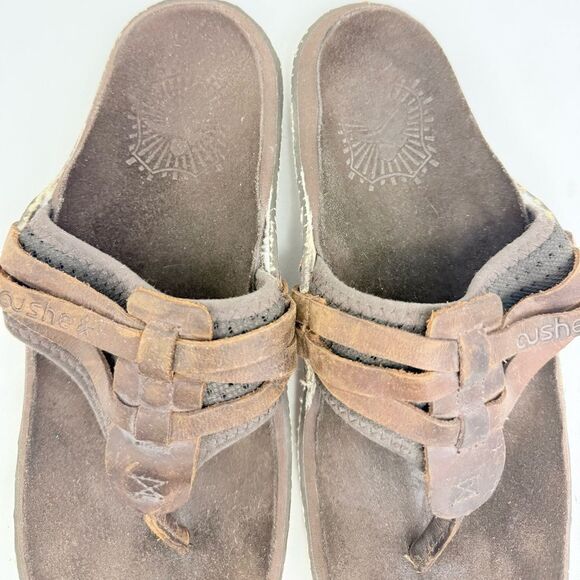 Cushe MANUKA Brown Leather Woven Upper Thong Toe Slip on Flipflop Sandals main image 13